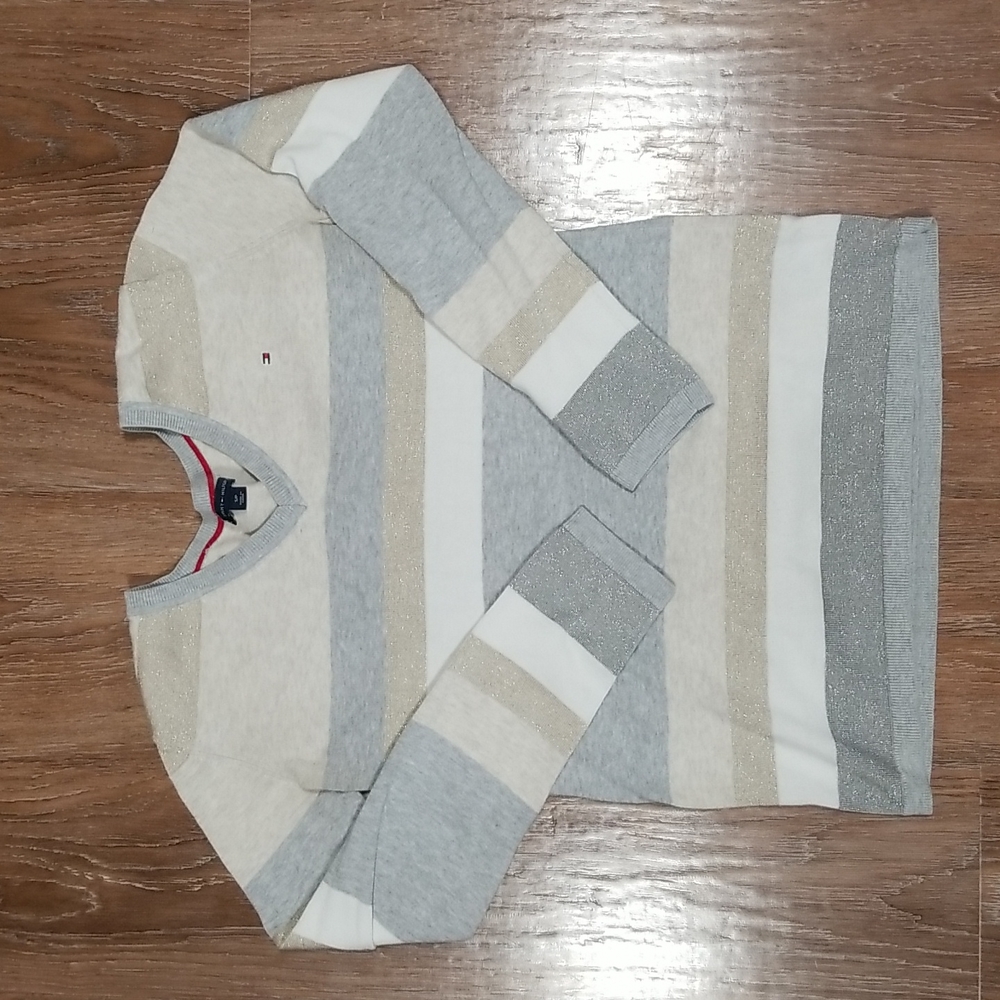 (S) Tommy Hilfiger Striped Comfy Casual Travel Soft Layers Academia Cottagecore